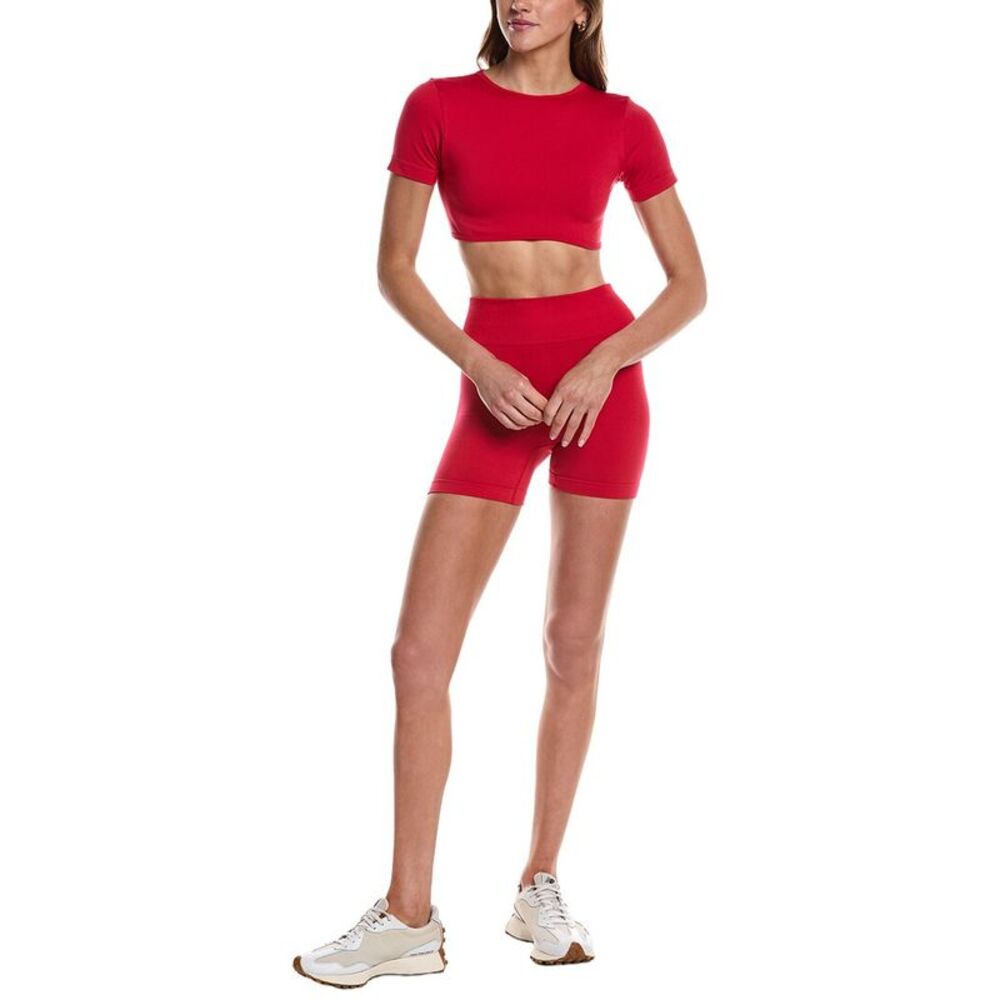 Marion Womens  4In 2Pc Open-Back Crop Top & Short Set, Red